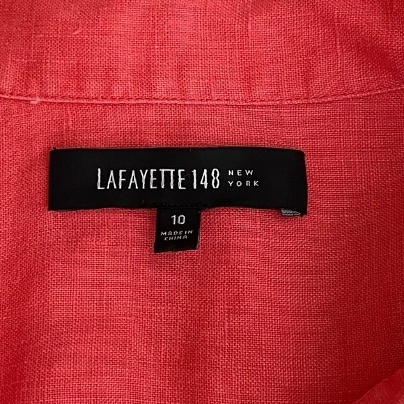 Lafayette 148 Button Front Blouse Size 10 Pink 3/4 Sleeve Top 100% Linen - Picture 6 of 8
